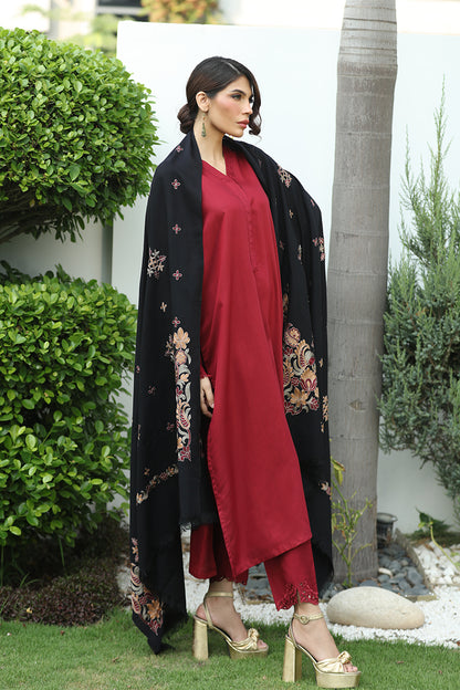 Dawn - Black Embroidered Indian Shawl